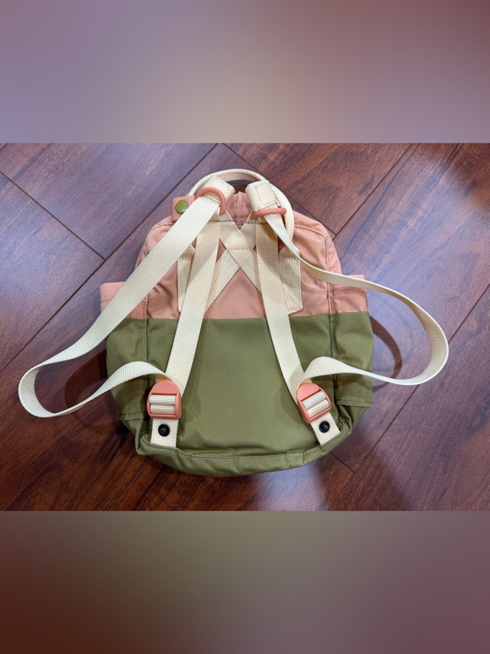 Fjallraven Kånken Two-Tone Blush Coral Pink & Olive Backpack Colorblock - Picture 2 of 8